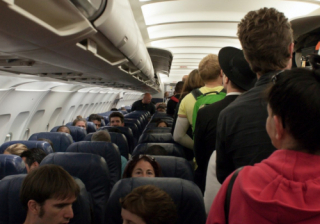 People sat on an aeroplane