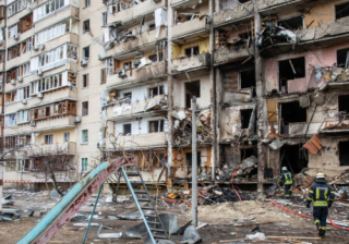 collapsed building in Ukraine 