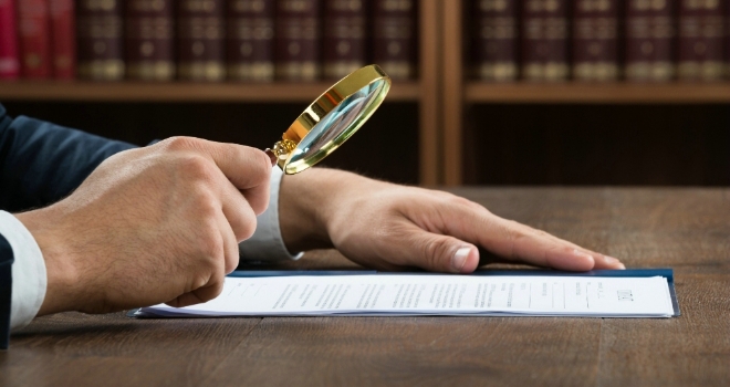regulation magnifying glass legal paper